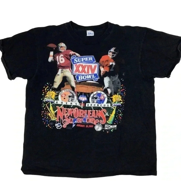 Vintage 1990 Super Bowl XXIV NFL single stitch T-shirt​